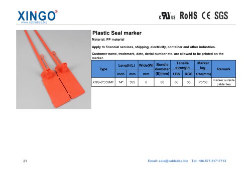 XINGO-Plastic seal marker ties