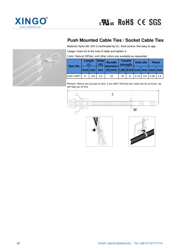 Xingo-Push Mounted Nylon Cable Ties