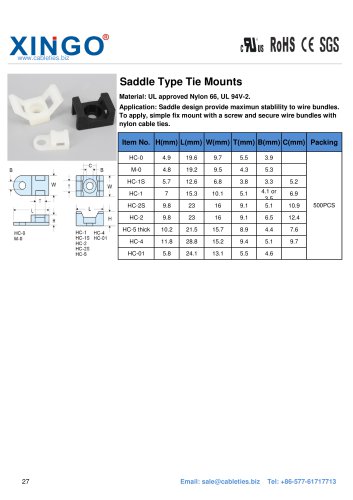 Xingo-Saddle Type Tie Mounts