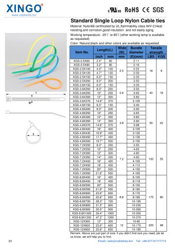 Xingo-Standard Single Loop Nylon Cable ties