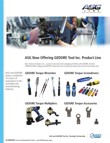 ASG Now Offering GEDORE Tool Inc. Product Line