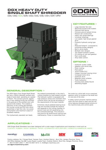 DGX HEAVY DUTY SINGLE SHAFT SHREDDER