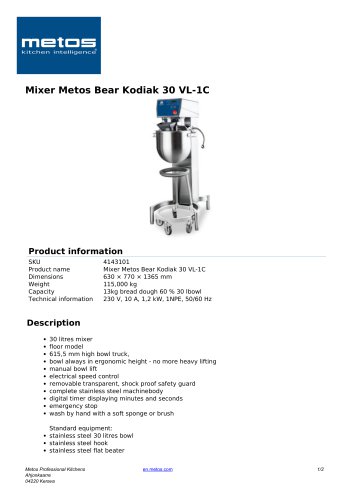 Mixer Metos Bear Kodiak 30 VL-1C