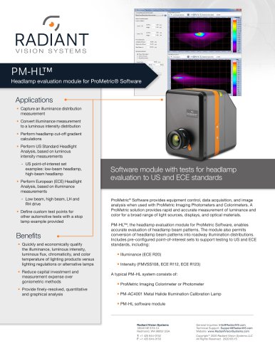 PM-HL™: Headlamp Evaluation Module for ProMetric® Software