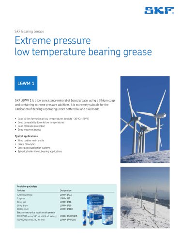 SKF Extreme Pressure, Low Temperature Bearing Grease LGWM 1