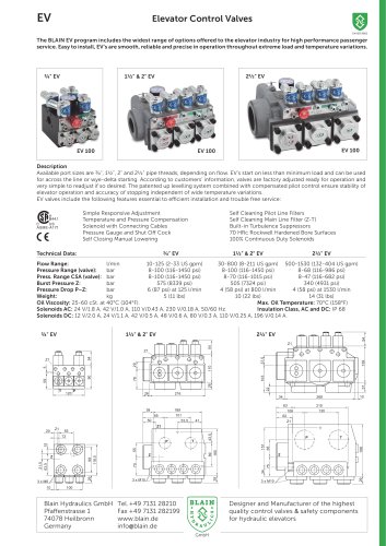 Elevator Control Valves EV