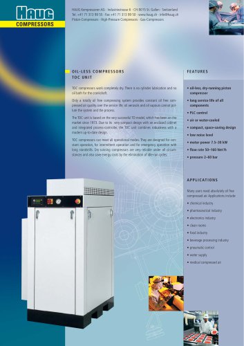 OIL-FREE AIR COMPRESSORS TOC UNIT - 7.5 to 30 kW