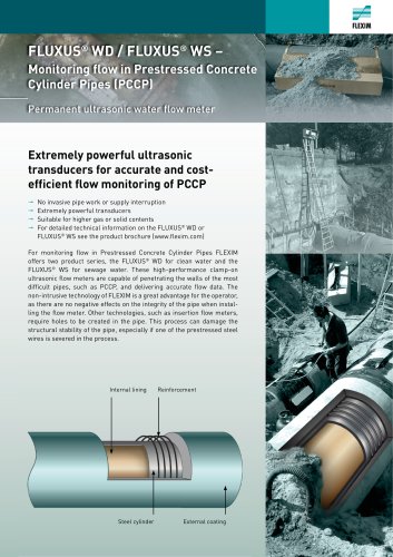 FLUXUS WD / FLUXUS WS - Monitoring flow in Prestressed Concrete Cylinder Pipes (PCCP)