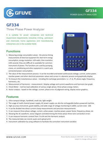 GF334 SMALL SIZE HANDHELD HARMONICS POWER ANALYZER