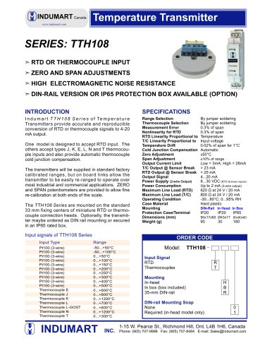 Low Cost  Temperature Transmitter Series: TTH108