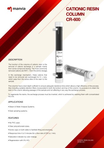 CATIONIC RESIN COLUMN CR-600