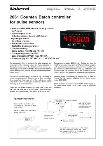 2061 Counter/ Batch controller for pulse sensors