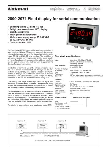 2800-2071 Field display for serial communication