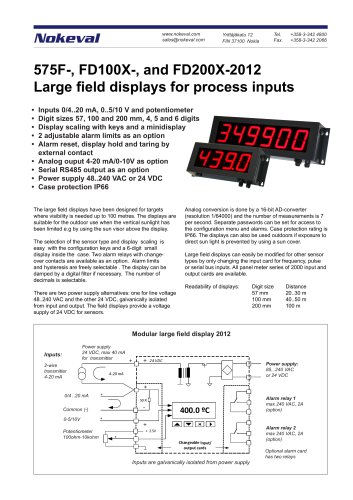 575F-, FD100X-, and FD200X-2012 Large field displays for process inputs