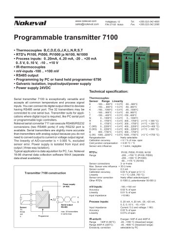 7100 Programmable transmitter to RS-485 bus