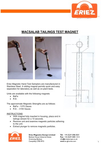 Eriez Tailings Test Magnets