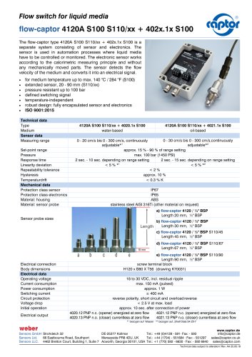 Data sheet 4120A S100 S110/xx + 402x.1x S100