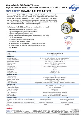 Data sheet flow- captor 4120.1xA S114 S110