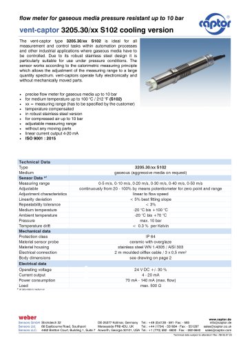 Data sheet vent-captor 3205.30/xx S102