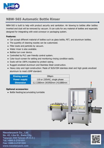 NBW-565 Automatic Bottle Rinser