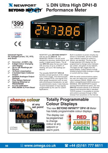 1/8 DIN High Accuracy 6 Digit Panel Meter DP41-B