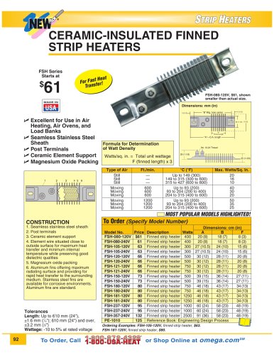 Ceramic Insulated Finned Strip Heaters   FSH Series