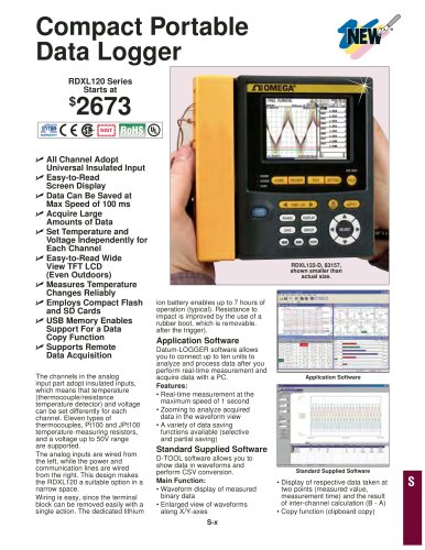 Compact Portable Data Logger  RDXL120 Series