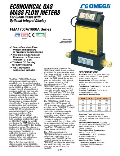 Economical Gas Mass Flow meters