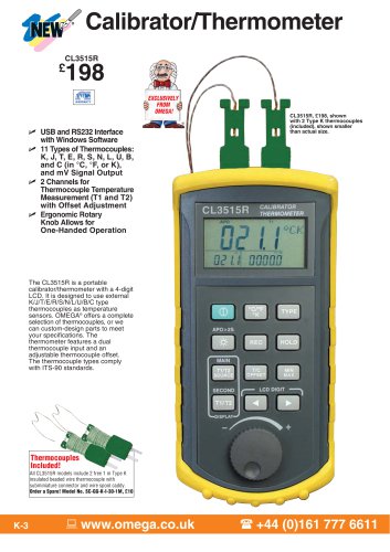 Handheld Thermocouple Simulator/Thermometer with USB CL3515R