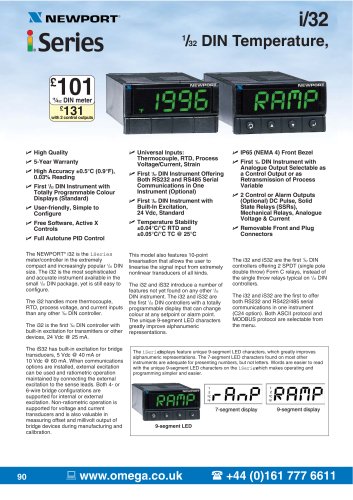 i-Series 1/32 DIN Programmable Strain/ Process Controllers and Meters 