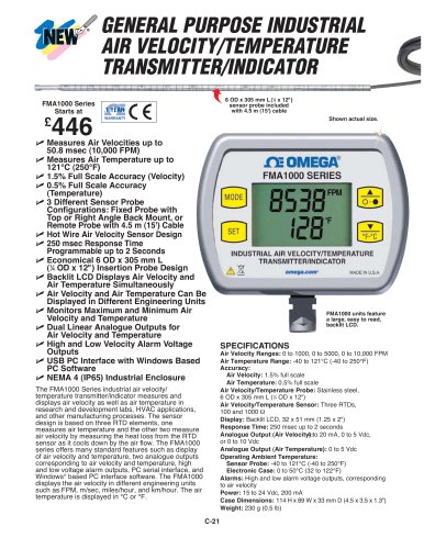 Industrial Air Velocity and Temperature Transmitter with Display