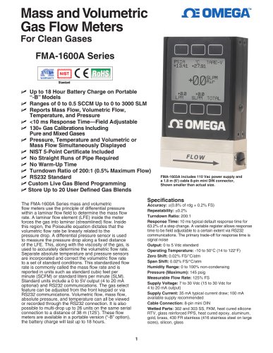 Mass and Volumetric Gas Flow Meters