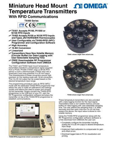 Miniature Head Mount Temperature Transmitters With RFID Communications