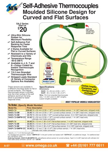 Self-Adhesive Silicone Patch Thermocouples SA2 Series