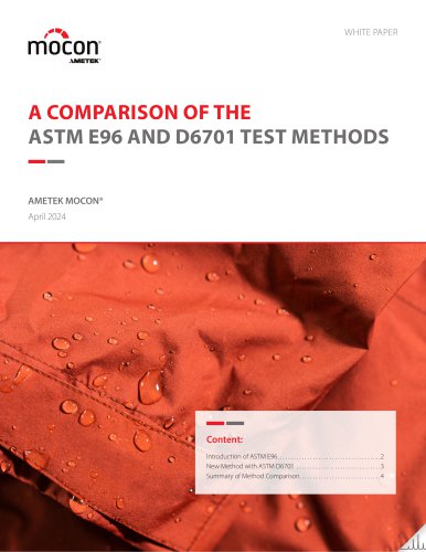 Comparing ASTM E96 and D6701 Test Methods