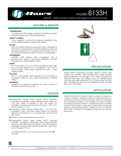 AXION® MSR Corrosion Resistant Emergency Drench Shower model 8133H