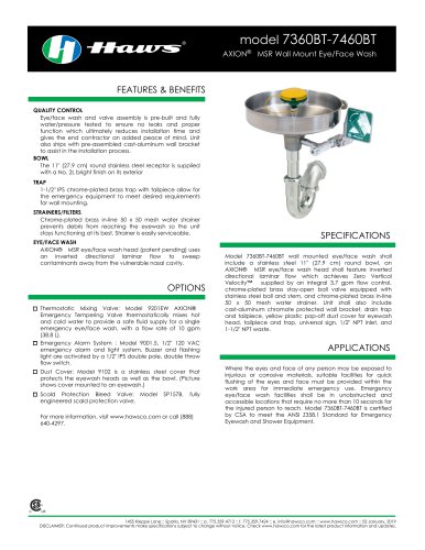 AXION® MSR Wall Mount Eye/Face Wash