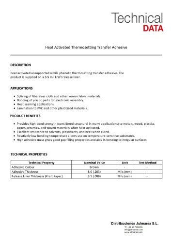 HEAT ACTIVATED THERMOSETTING TRANSFER ADHESIVE