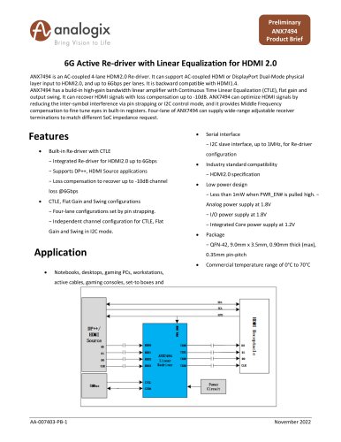 6G Active Re-driver with Linear Equalization for HDMI 2.0