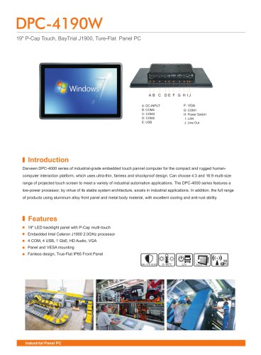 19inch(16:10) Capacitive Touch Panel PC with Cerelon J1900/DPC-4190W