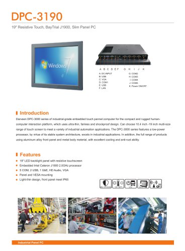 Darveen 19inch Resistive Touch Panel PC with Celeron J1900/DPC-3190