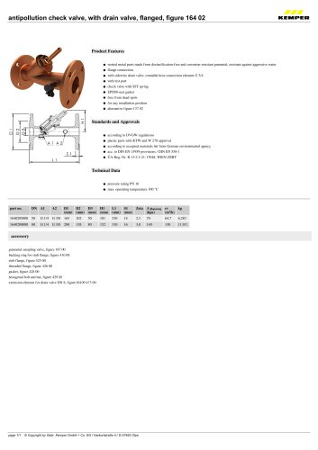 antipollution check valve, with drain valve, flanged, figure 164 02