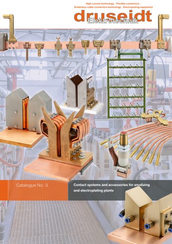 Contact systems and accessories for anodizing and electroplating plants