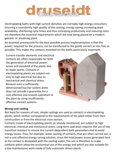 Contact-systems and accessories for electroplating equipment