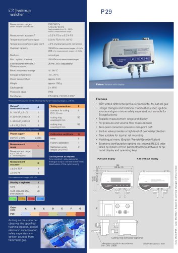 Data sheet differential pressure transmitter P 29