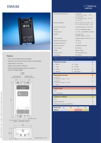 Data sheet digital manometer EMA 84