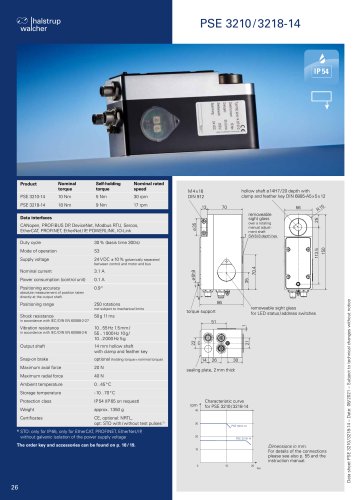 Data sheet positioning system PSE 3210/3218-14 (Torque 10/18 Nm)