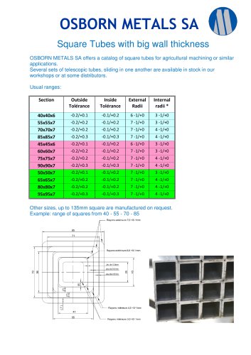 Square Tubes with big wall thickness