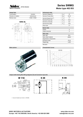 Worm gear Motor type 402 853 (SWMG)