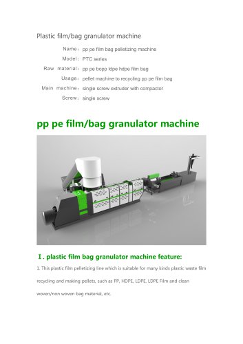 plastic film bags granulator